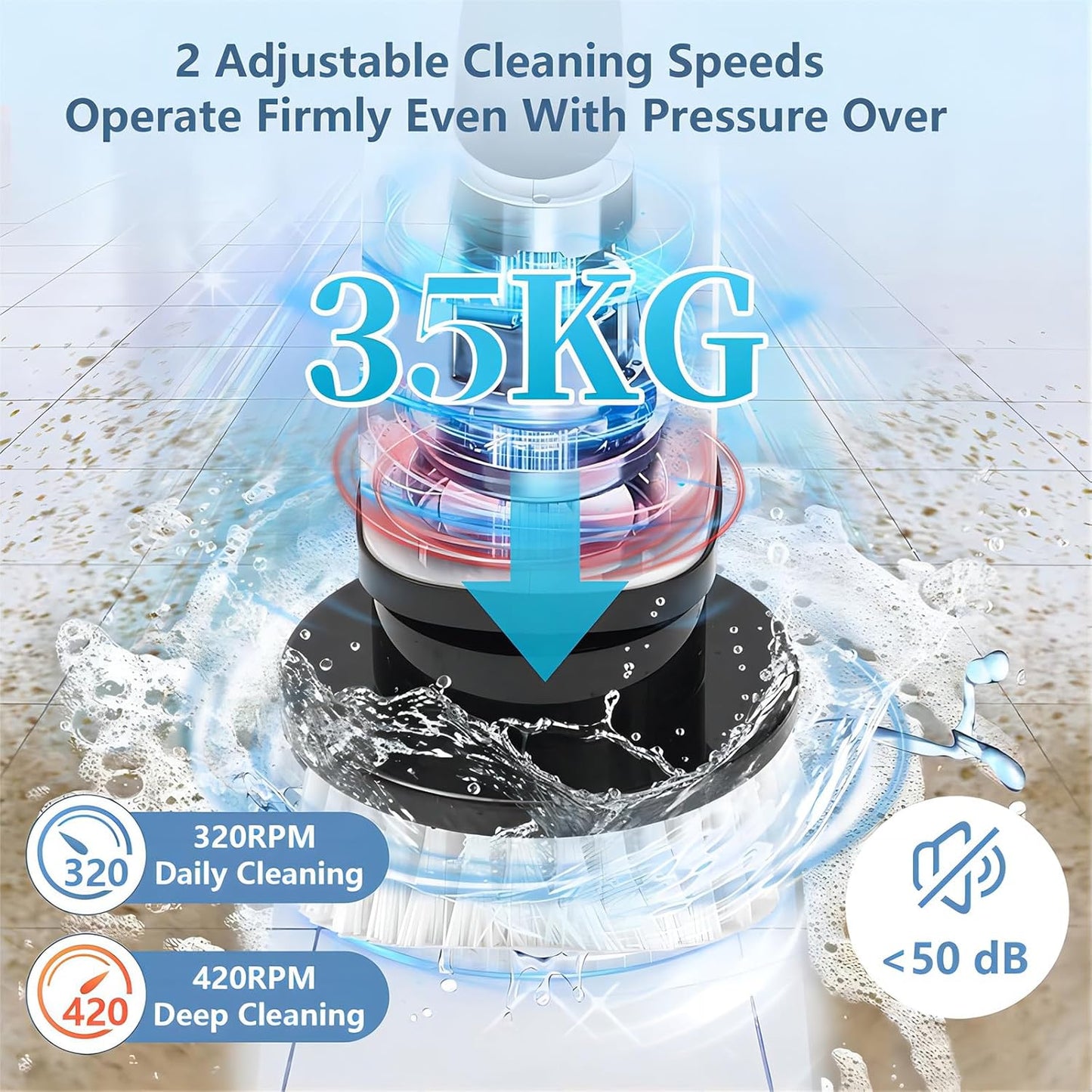 Electric Spin Scrubber, Cordless Cleaning Supplies Full-Body IPX7 Waterproof Power Shower Cleaner Brush with 9 Replaceable Brush Heads, Adjustable Extension Handle for Bathroom Accessories