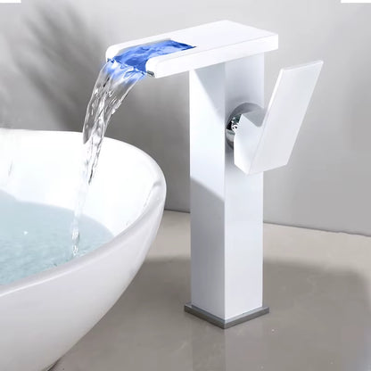 Brass Bathroom Faucet Basin Sink Faucet Waterfall Basin Faucet Led Light Bathroom Sink Faucet for Bathroom Washbasin Faucet