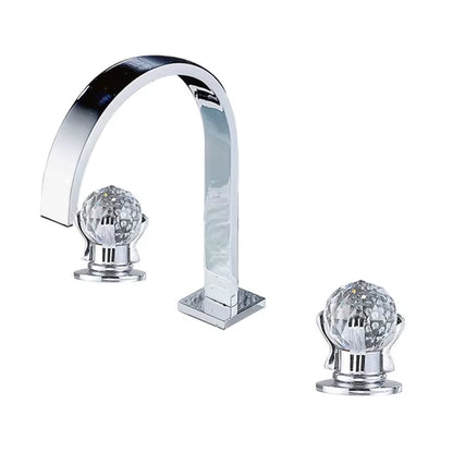 Basin Faucets Brass Polished Chrome Deck Mounted Dual Handle Hot and Cold Water Mixer Tap 3 Hole Para Bathroom Sink