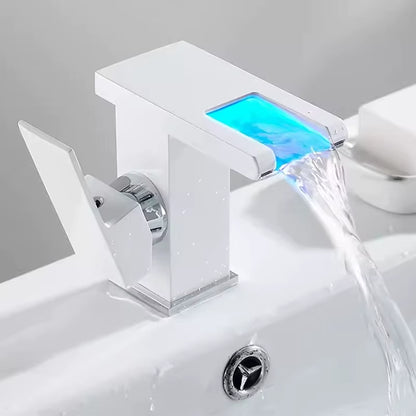 Brass Bathroom Faucet Basin Sink Faucet Waterfall Basin Faucet Led Light Bathroom Sink Faucet for Bathroom Washbasin Faucet