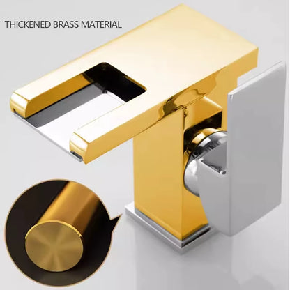 Brass Bathroom Faucet Basin Sink Faucet Waterfall Basin Faucet Led Light Bathroom Sink Faucet for Bathroom Washbasin Faucet