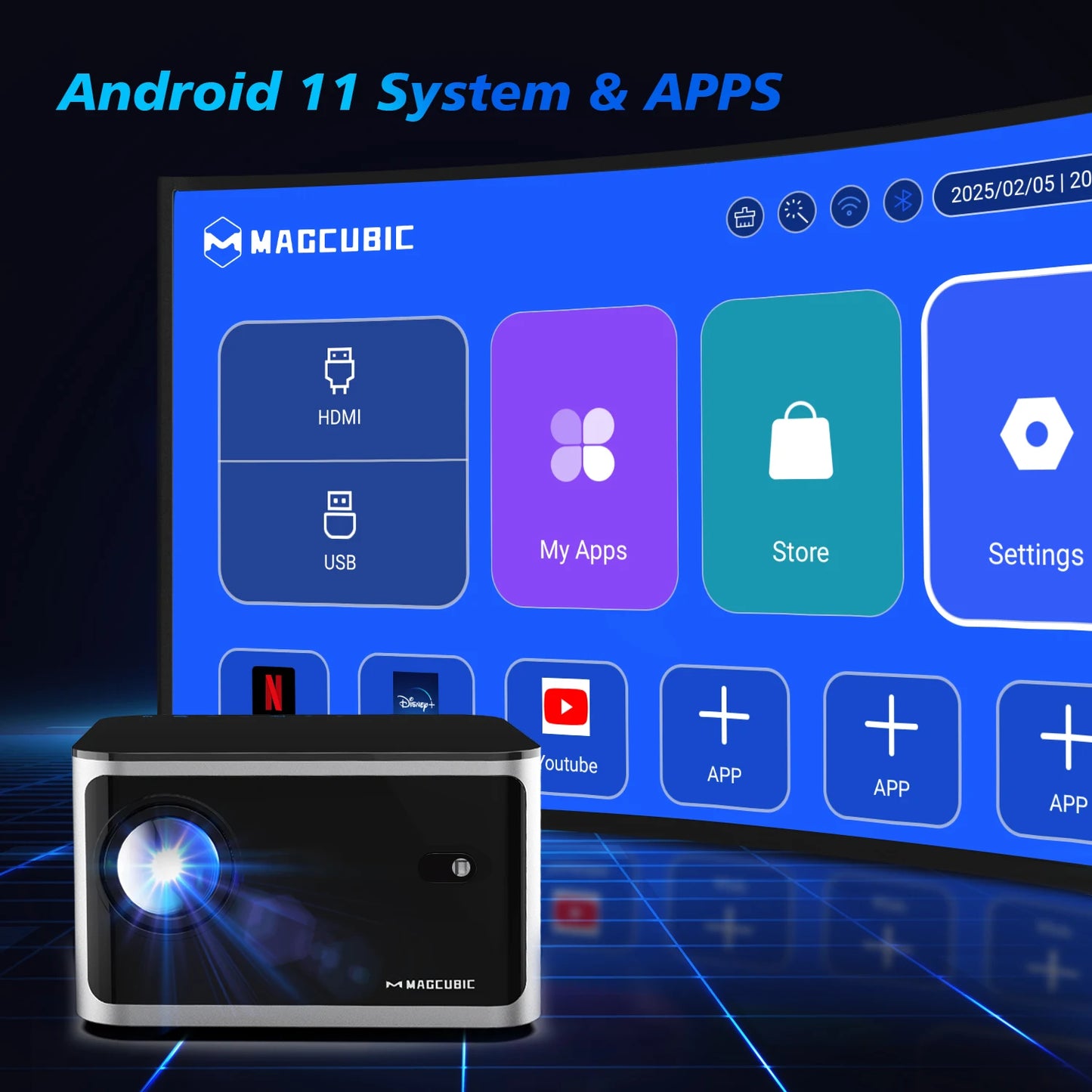 Auto Focus Smart Projector Android11 4K 580ANSI Full Wifi6 BT5.0 Allwinner H713 Voice Control Home Cinema Theater HY350