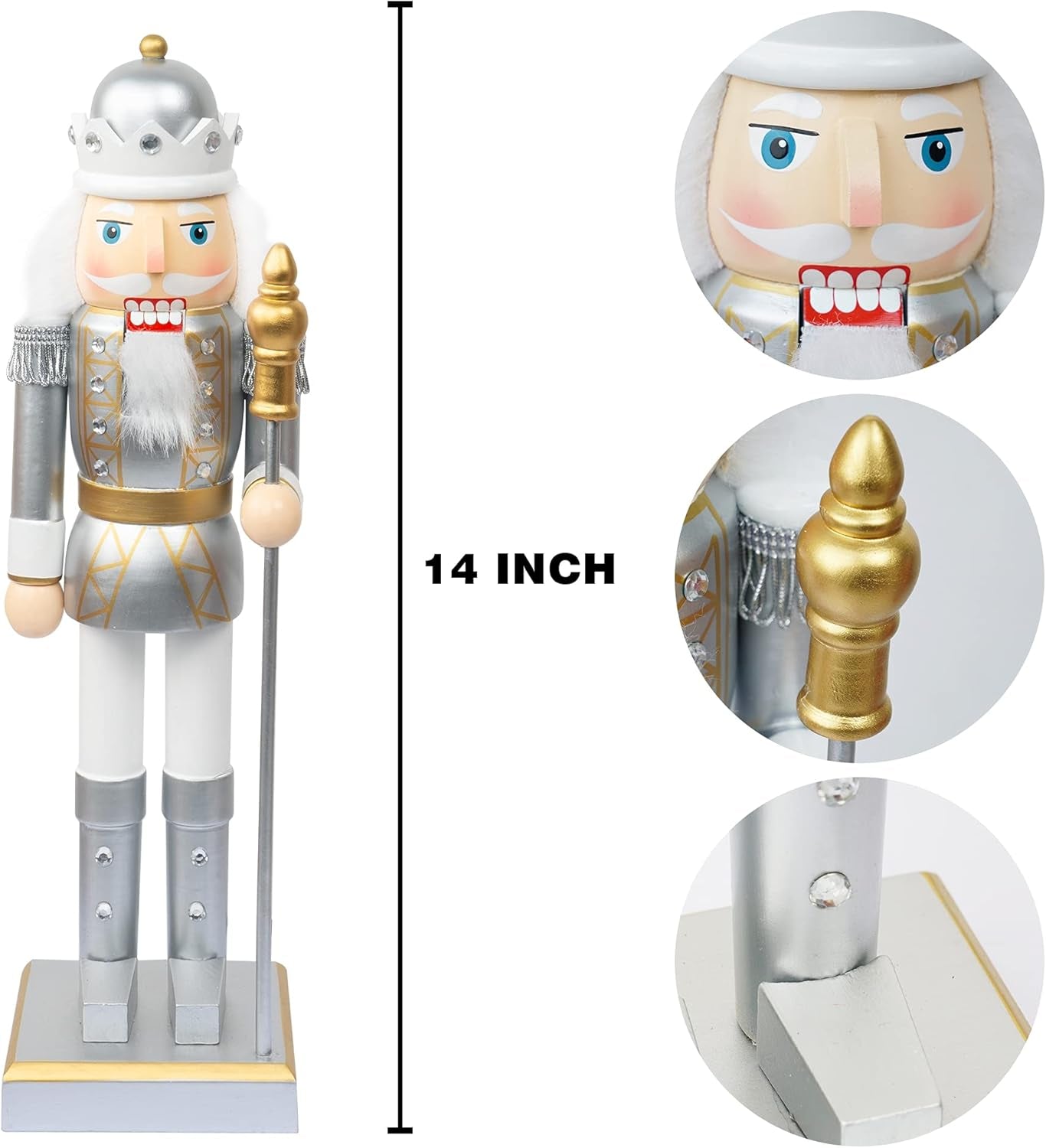 Halloween Decorations Wooden Nutcracker Figures (Silver King)