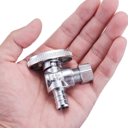 2 Pack Premium Lead-Free Brass 1/2 Inch Pex X 1/4 Inch OD Compression Quarter Turn Angle Stop Valve with 2 PCS PEX Clamp Ring
