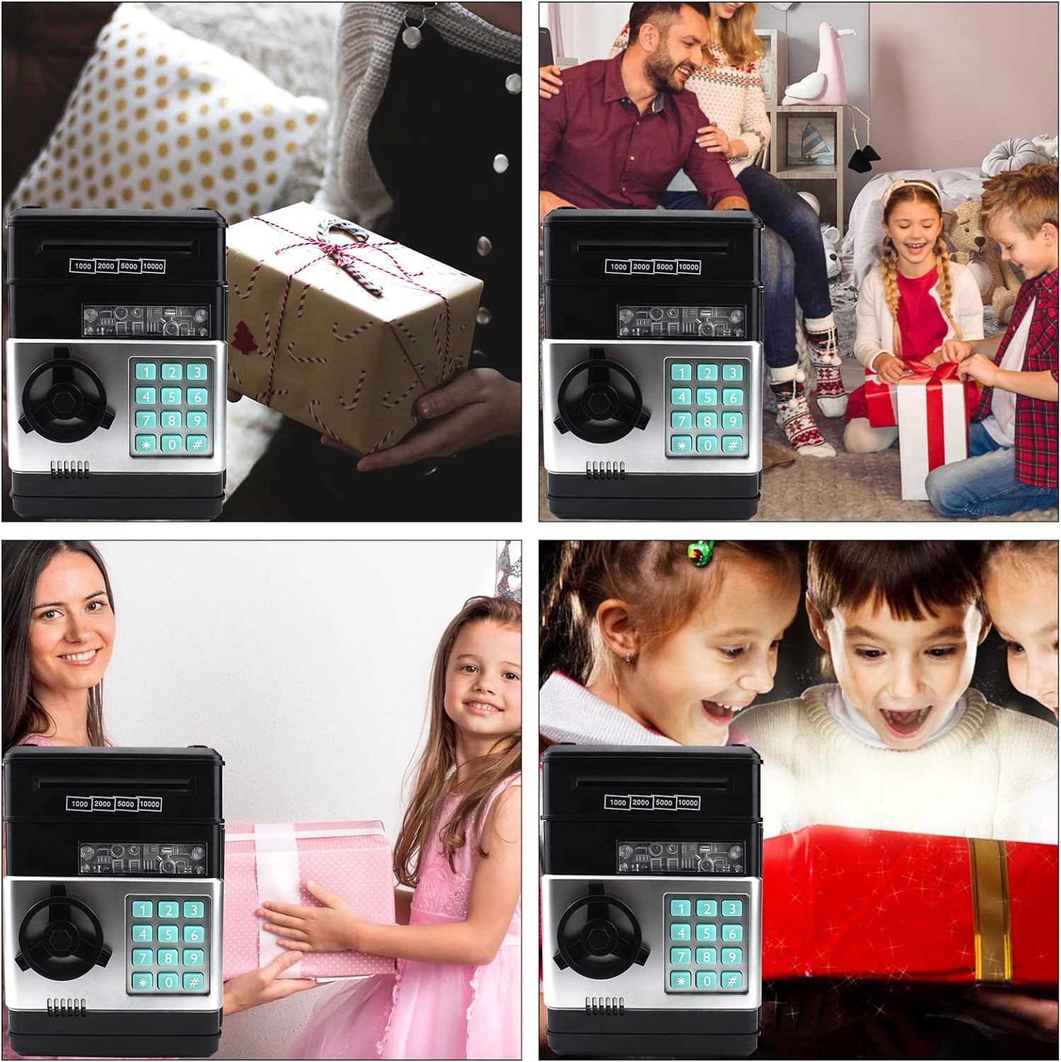 Piggy Bank for Kids, Electronic Password Code Money Bank ATM Bank Box Coin Bank for Children Boys and Girls (Black)