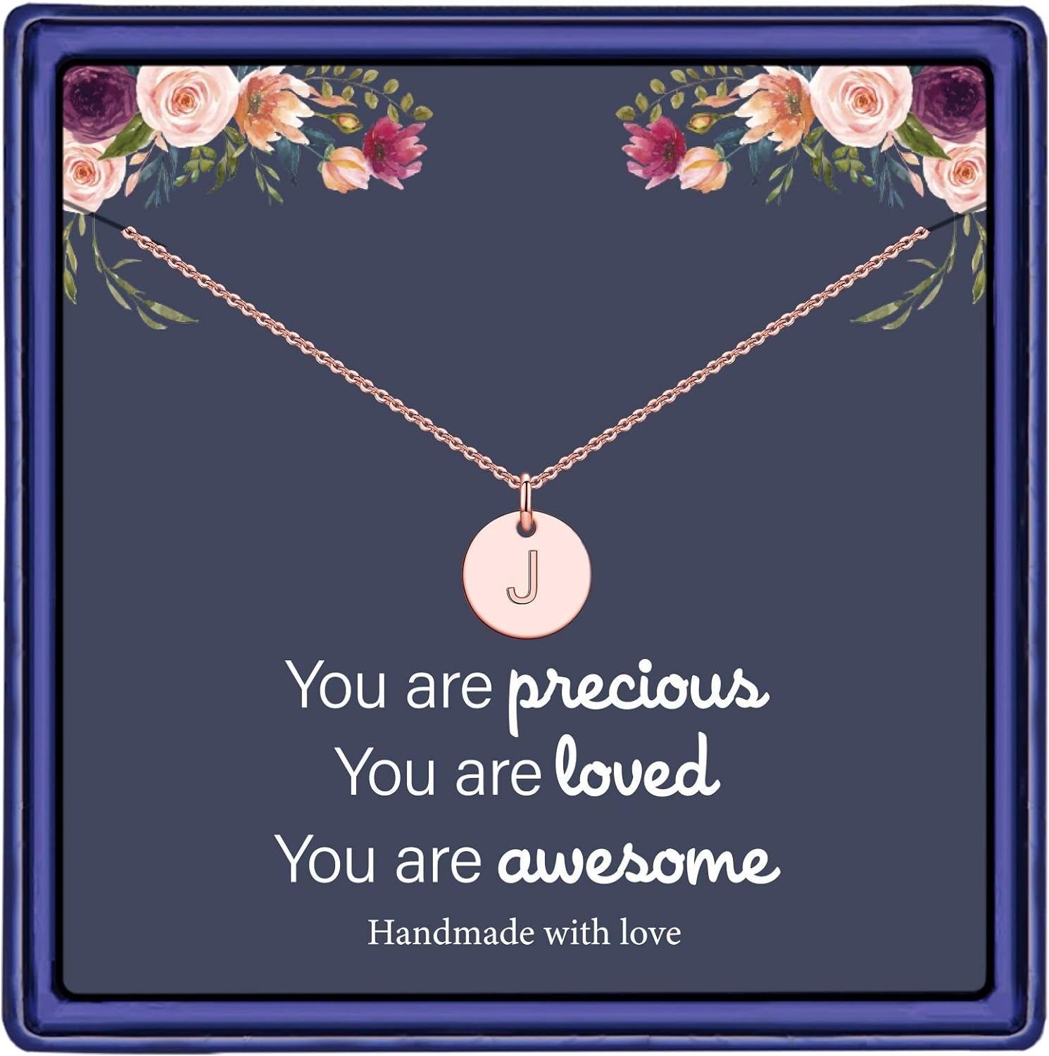 Stocking Stuffers for Teen Girls Women Kids - 14K Gold Filled/Rose Gold/S925 Sterling Silver Disc Initial Necklaces for Girls Jewelry Birthday Gifts Christmas Gifts for Grandkids Teens Women