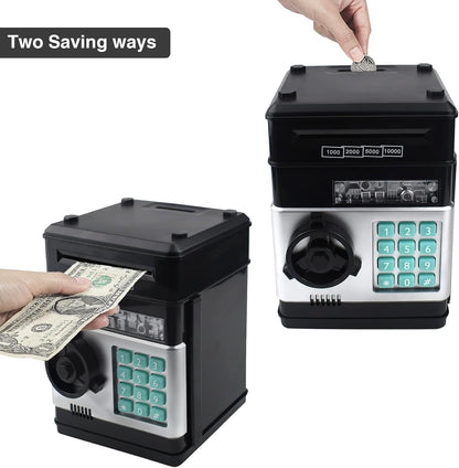 Piggy Bank for Kids, Electronic Password Code Money Bank ATM Bank Box Coin Bank for Children Boys and Girls (Black)